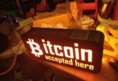 Bitcoin accepted here sign / cedula
